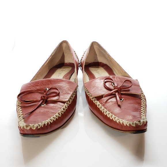 Stylish Red Leather Flat Loafer Shoes, Size 7.5! - Picture 3 of 8